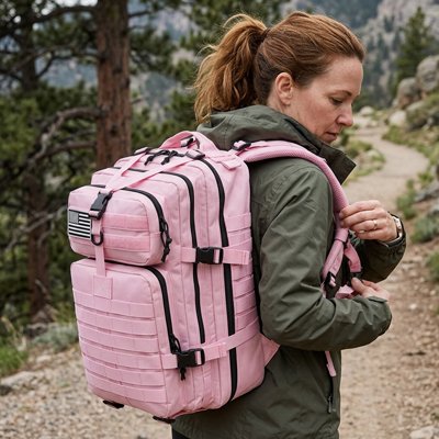 Sac à dos randonnée femme dans un sentier pédestre